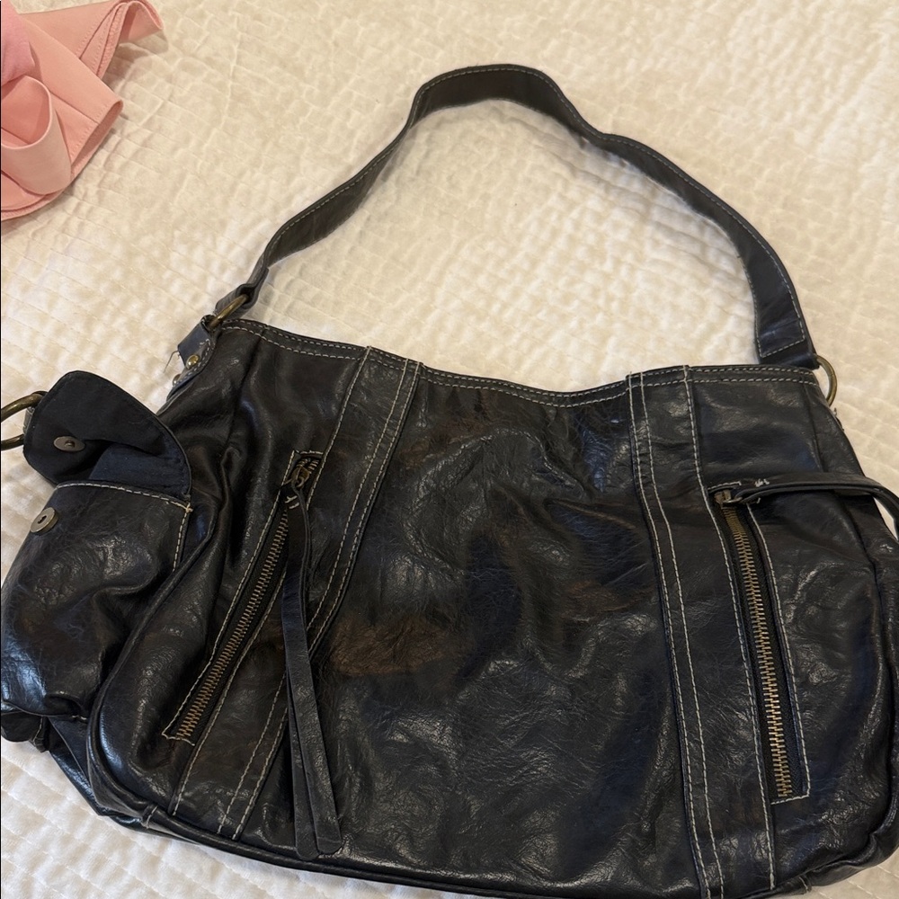 Black Leather Shoulder Bag - Classic Everyday Tote